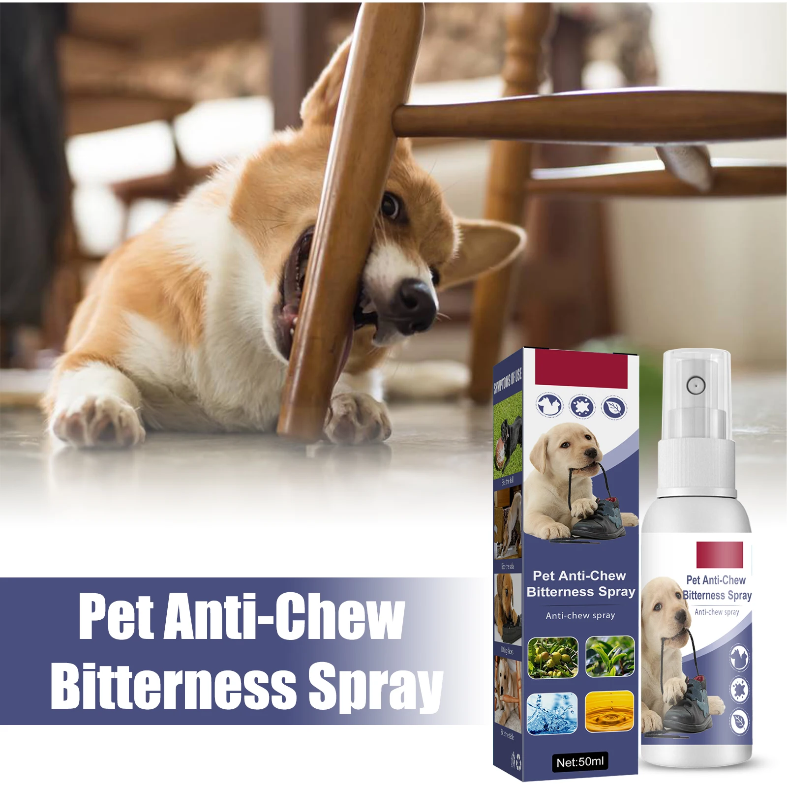 رذاذ مرير طبيعي مضاد للمضغ يحدد بشكل فعال على سلوك الحيوانات الأليفة ويخفف القلق ويحمي المفروشات ومستلزمات التدريب #4