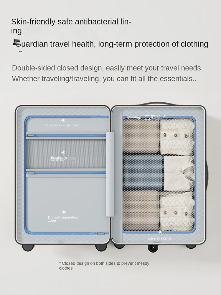 حقيبة أمتعة بعجلات بخمس عجلات سعة كبيرة 2026 جديدة متعددة الوظائف 20 بوصة قفل مجمع حقيبة حمل