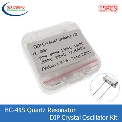 35PCS HC-49S Crystal Oscillator Electronic Kit 7Values x 5PCS DIP Quartz Resonator 4Mhz 8Mhz 12Mhz 16Mhz 20Mhz 25Mhz 32.768MHz