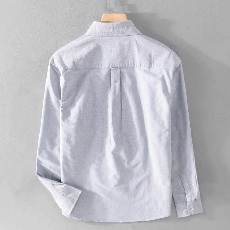 Casual Shirt Fashion Gentleman Breathable Pure Cotton British Style Outdoor Solid Color Slim Casual Long Sleeve Cotton Shirt