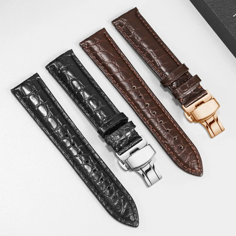 Universal Various Brands' Flat Interface Double-Sided Crocodile Leather Watch Strap 12/13/14/15/16/17/18/19/20/21/22/23/24mm