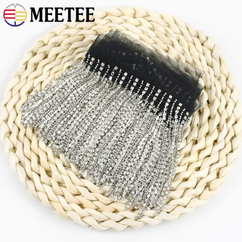 1/2/3Yards 9cm Rhinestone Tassel Fringe Lace Glitter Beaded Tassels Laces Garment Curtain Decorative DIY Sewing Accessories