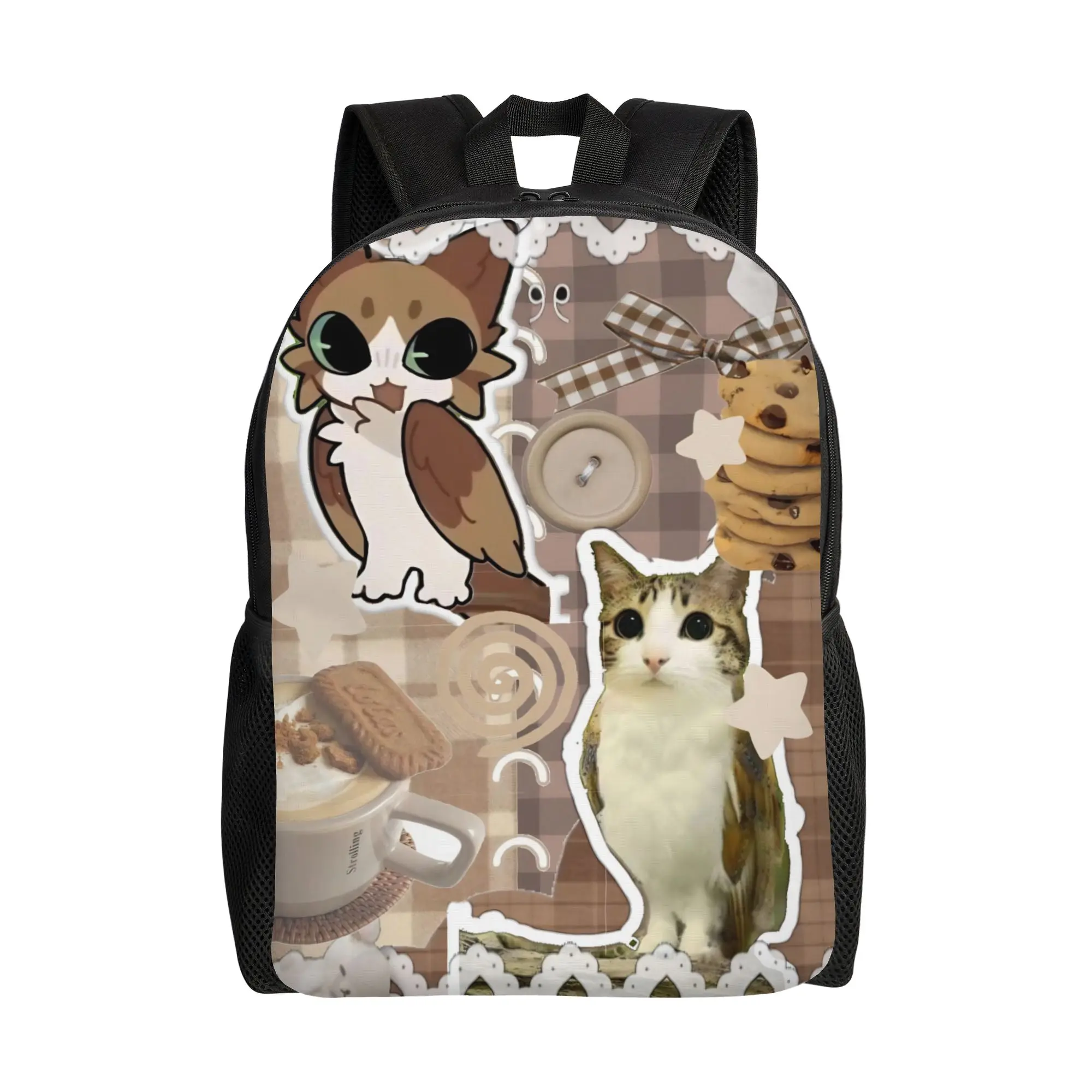 

Cute Cat Owl Meowl Fashion Backpack Sports Student Daypack for Men Women Laptop Canvas Bags