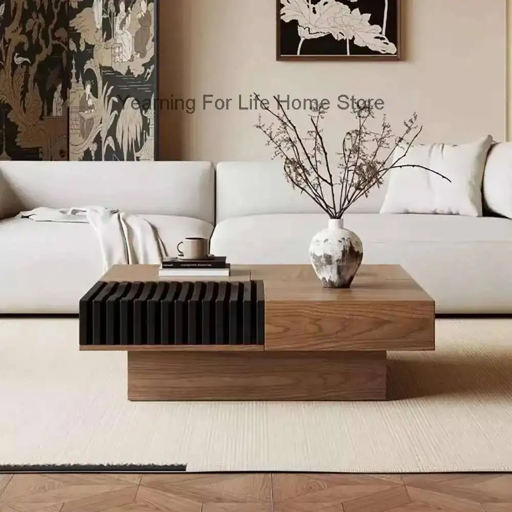 

Wood Display Minimalist Modern Decorative Coffee Tables Square Coffee Tables Luxury Glam European Couchtisch Unique Furniture