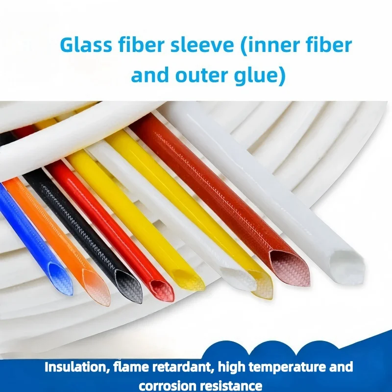 1/3/5M Fiberglass Tube ID 1 ~ 20mm Silicone Resin Braided Wire Sleeve Flame Resistant Fiber Glass Insulate Cable Pipe Protect