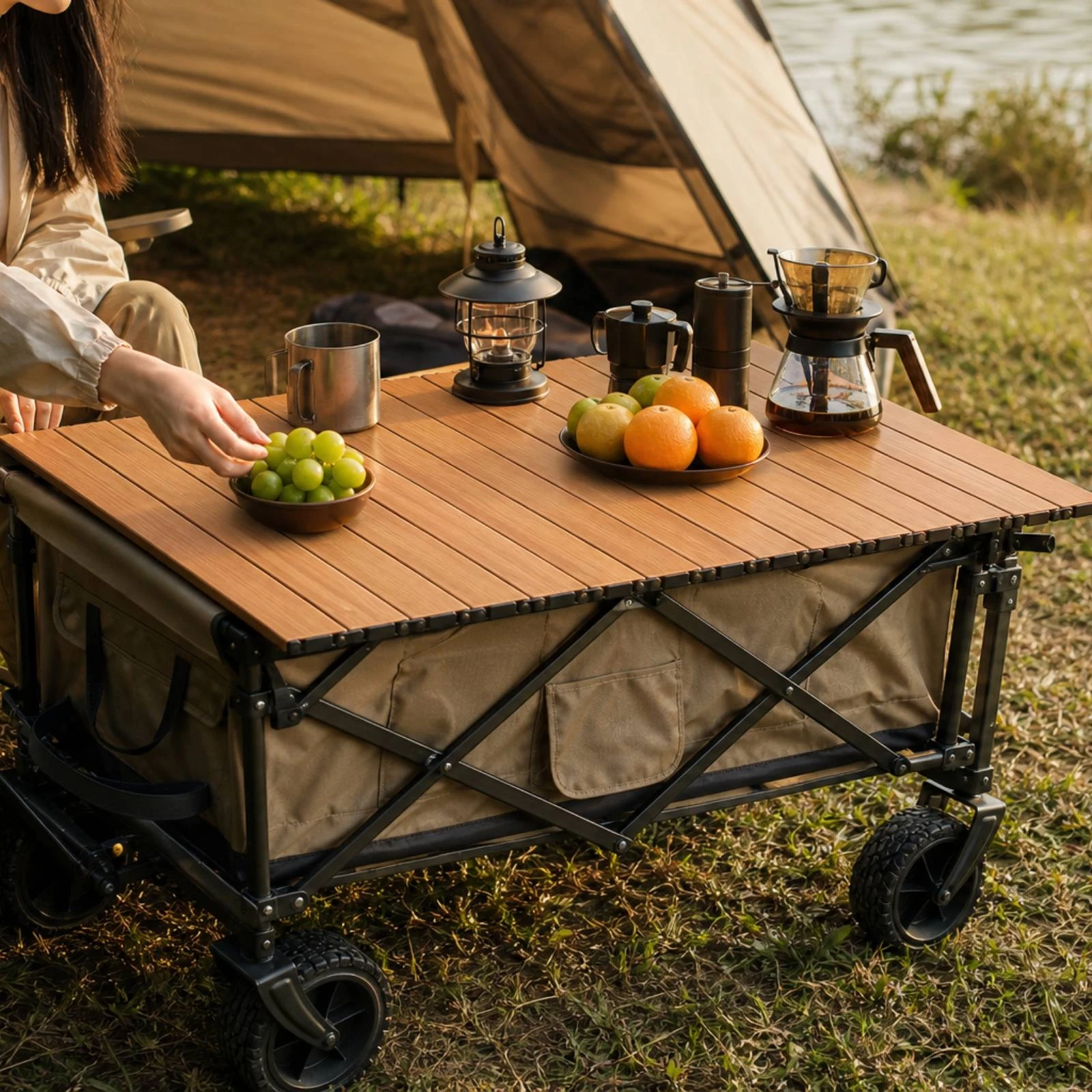 Folding Picnic Table - عربة قابلة للطي مع طاولة، عربة