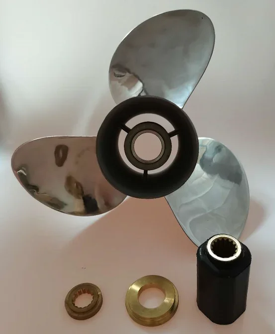 3 Blade 14X19 R/L Boat MARINE PROPELLER  Stainless Steel Interchangeable Propeller  OUTBOARD PROPELLER