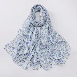 New Floral Printed Chiffon Scarf Hijabs for Woman Turban Headscarf Shawl Muslim Women Hijab Scarves Wrap Hoofddoek Foulard Femme