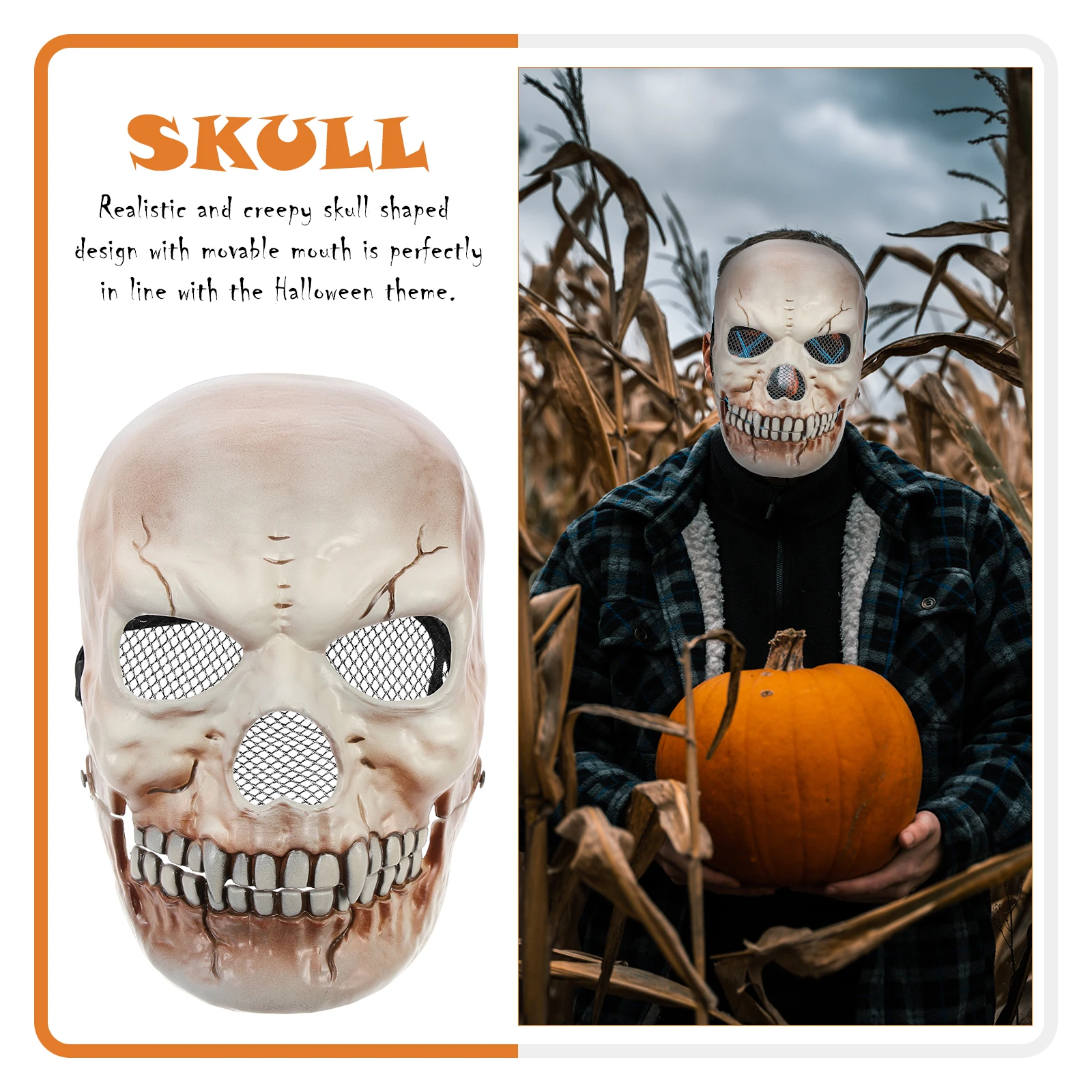 

Skull Facial Decoration Halloween Masks Horror Cosplay Reaper Face for Men Props Child