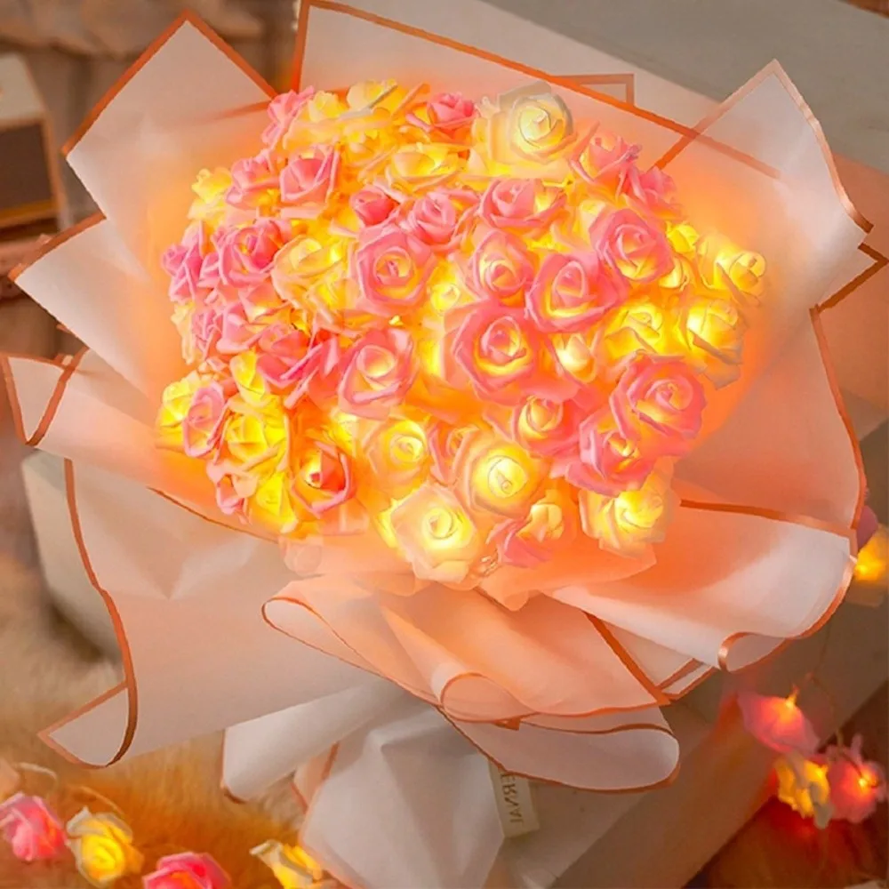 

Romantic LED Rose String Lights 1.5/3 M Warm White Rose Flower Lights 10/20 LED Flower Garland Fairy Lights Valentine's Day