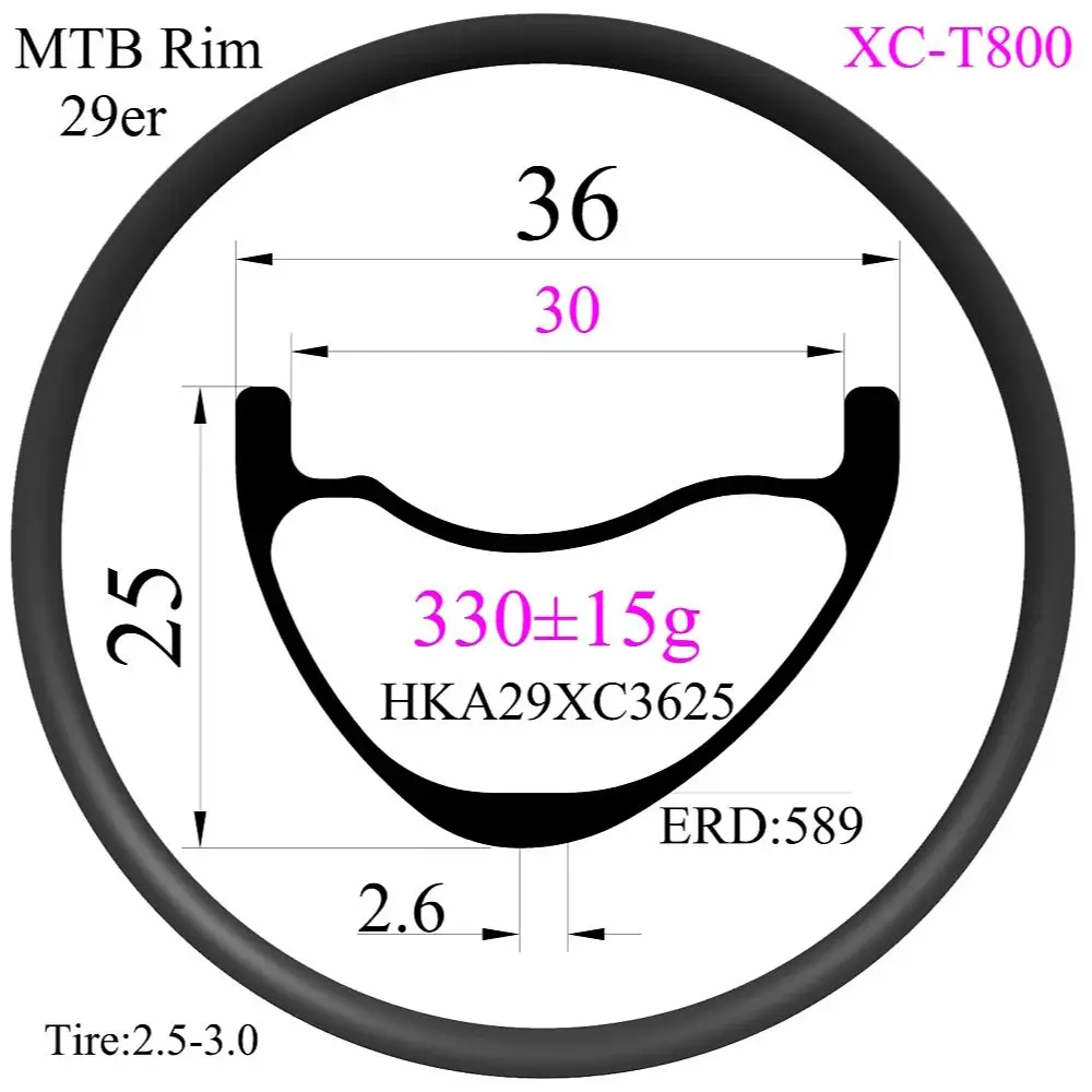 

330g Asymmetr Super light Bicycle rim 29er Carbon Rims 36mm width 23 25 30mm depth MTB rim Hookless Tubeless XC carbon mtb rims