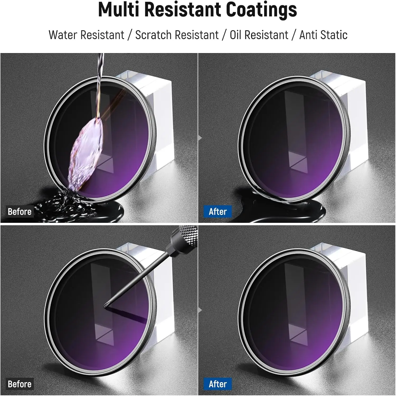 NEEWER 72mm Variabler ND-Filter mit 77mm Gegenlichtblende, ND2-32 Einstellbarer Neutraldichtefilter für iPhone, Android, Samsung – Detail 7