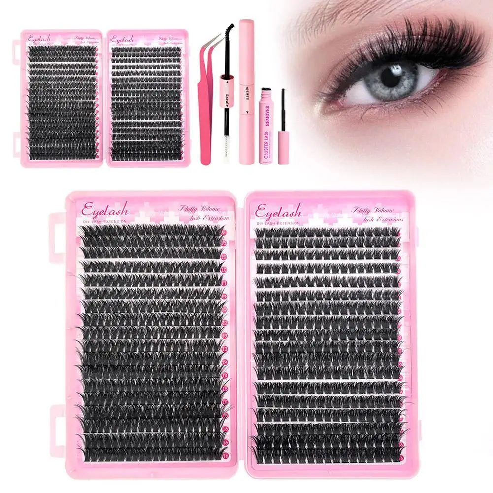 NEW 80D/100D Eyelash Extension Kit Fluffy Eyelash Extension Seal And Lash Thick With Kit Clusters Tweezers Wispy Lash Lash C4F9