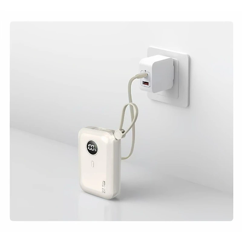 10000mAh Fast - Charging Compact and Portable Power Bank with 3C Certification Built - in Dual Cables for Apple