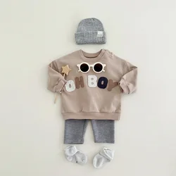 Spring Autumn Newborn Baby Boy Girl Clothes Set Letter Pattern Long Sleeves Top+Pants 2PCS Kids Suit 0-4 Year Children