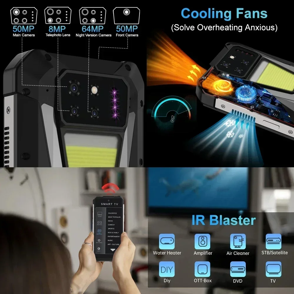 Unihertz Tank 3S 8849 5G Three Proof Smartphone with Projector 32GB+512GB 6.79 "FHD Tphone Android 14 15600mAh 64MP 66W Phones