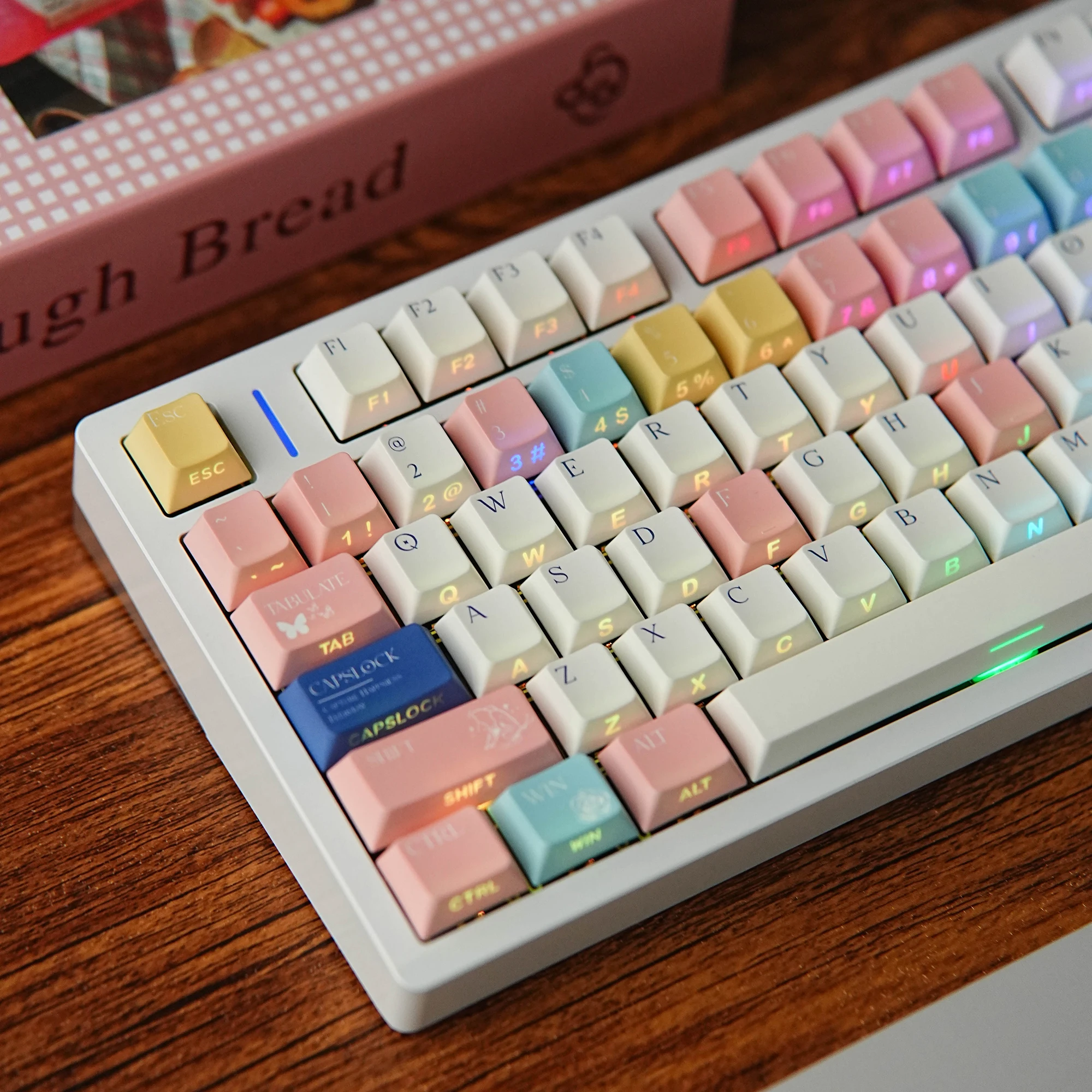 Cherry Side Print PBT Tastenkappen Koreanisch Russisch Hebräisch UK Deutsch Dye-Sub Tastenkappen Mid-Summer Night für Mechanische Tastatur JP AR FR