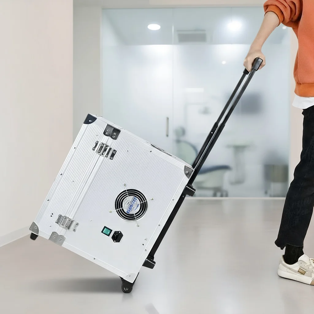 وحدة توربينات الأسنان المحمولة مع ضاغط الهواء - مجموعة تلميع طب الأسنان لمستحضرات التجميل للقشرة وتبييض الأسنان