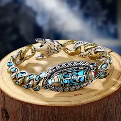 New Silver Color Men's Bracelet Personality Retro Transfer Rotating Nine Eye Pearl Bracelets High-end Gift Fashion Jewelry