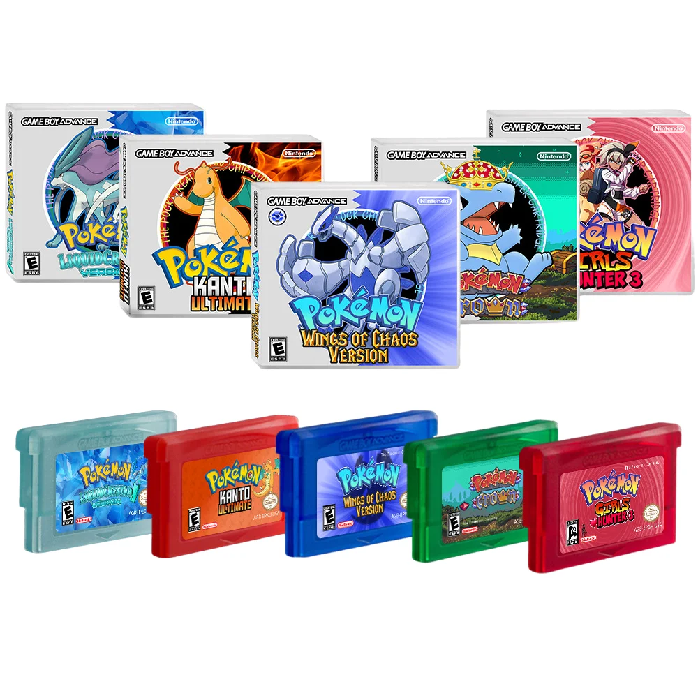 GBA Game cartridges Pocket Monsters Real Clock New 2.0 version game card Selected popular English games Children's holiday gifts