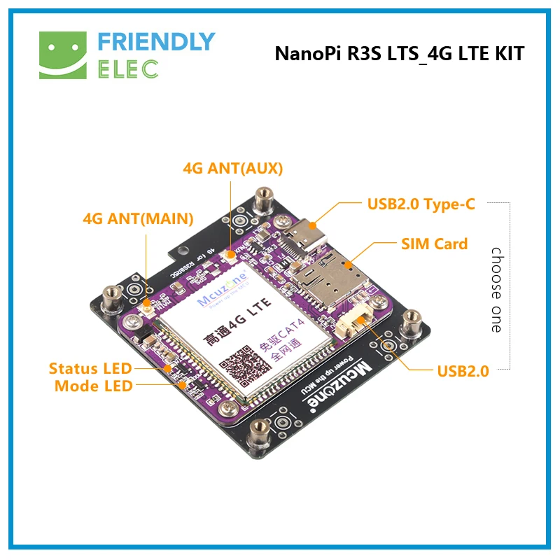 NanoPi R3S LTS_4G Expansion board,Rockchip RK3566, Qualcomm/NL668-EU/NL668-AM/NL668-EAU 4G LTE