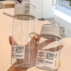 Bouteille d'eau en plastique avec échelle de temps, portable, transparent, kawaii, sport, tasse pratique, 550 ml, 800ml