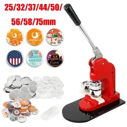 Button Maker Machine DIY Round Pin Maker Kit Red Pins Punch Press Machine 25mm 32mm 37mm 44mm 50mm 56mm 58mm 75mm