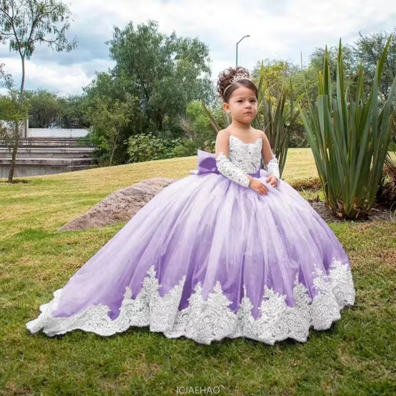 Children Clothes Girl Party Dress Vintage Court Princess Dresses Children Gown Evening Pageant Model Train Formal Kids Costume