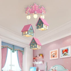 House Chandelier Children's Bedroom Girls Boys Room Study Pendant Lamp Pink Green Ceiling Lighting Christmas Decorations