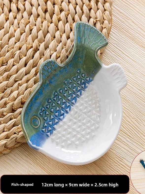 Plato para Moler Wasabi de Cerámica H a Mano, Plato para Salsas de Cocina Japonesa, Utensilios de Comedor, Plato de Porce...