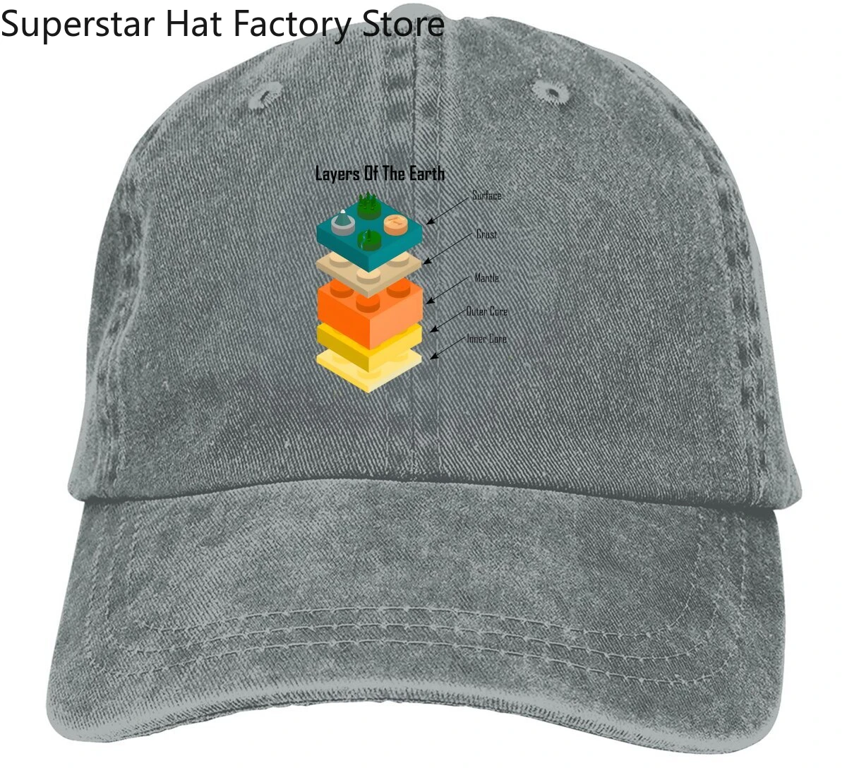 Washed Men's Baseball Cap Layers Of The Earth Trucker Snapback Caps Dad Hat Building Blocks Golf Hats