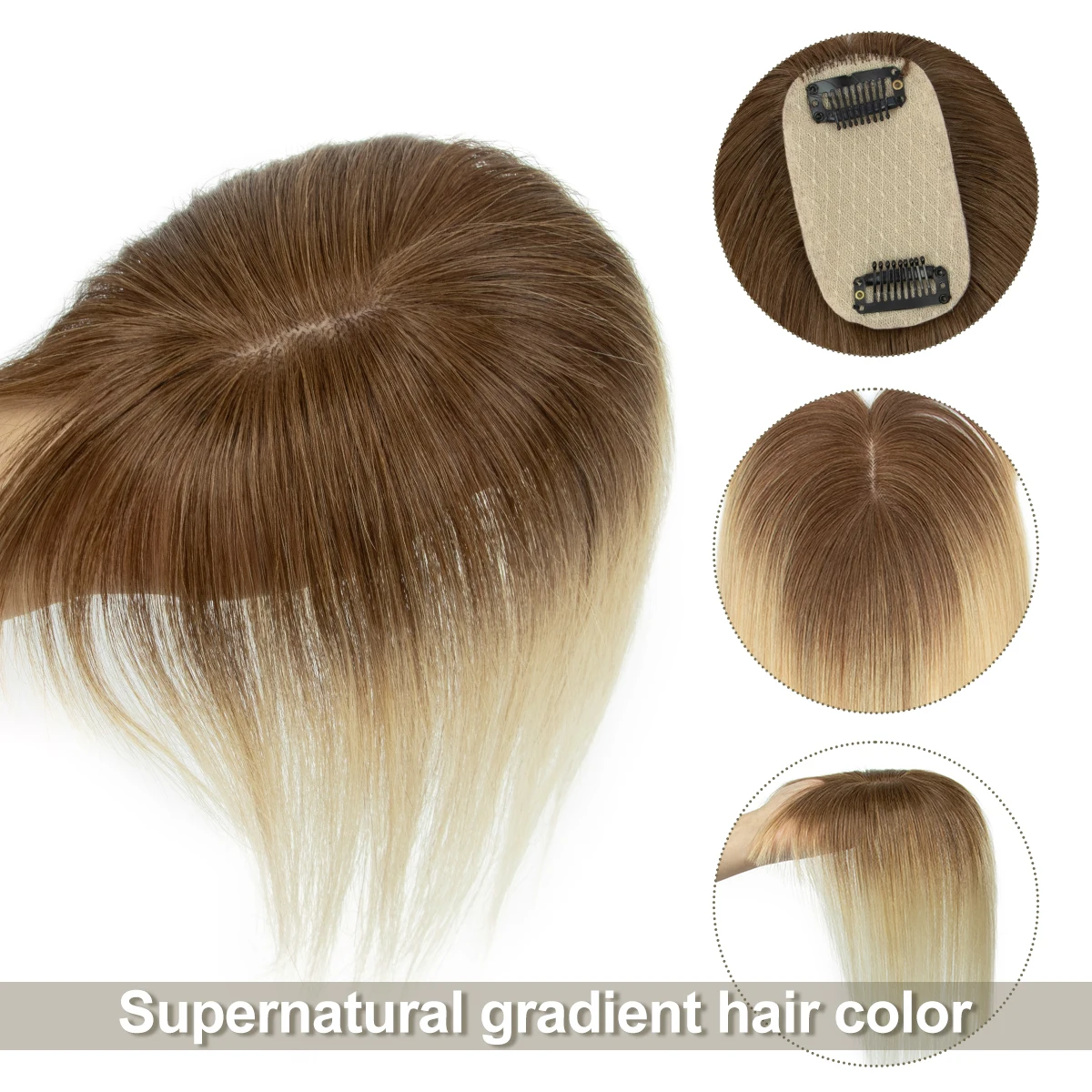 5x9cm Real Human Hair Toppers for Women Daily 360° Bangs 3D Hair Pieces 20, 25, 30, 35cm Hair Toppers