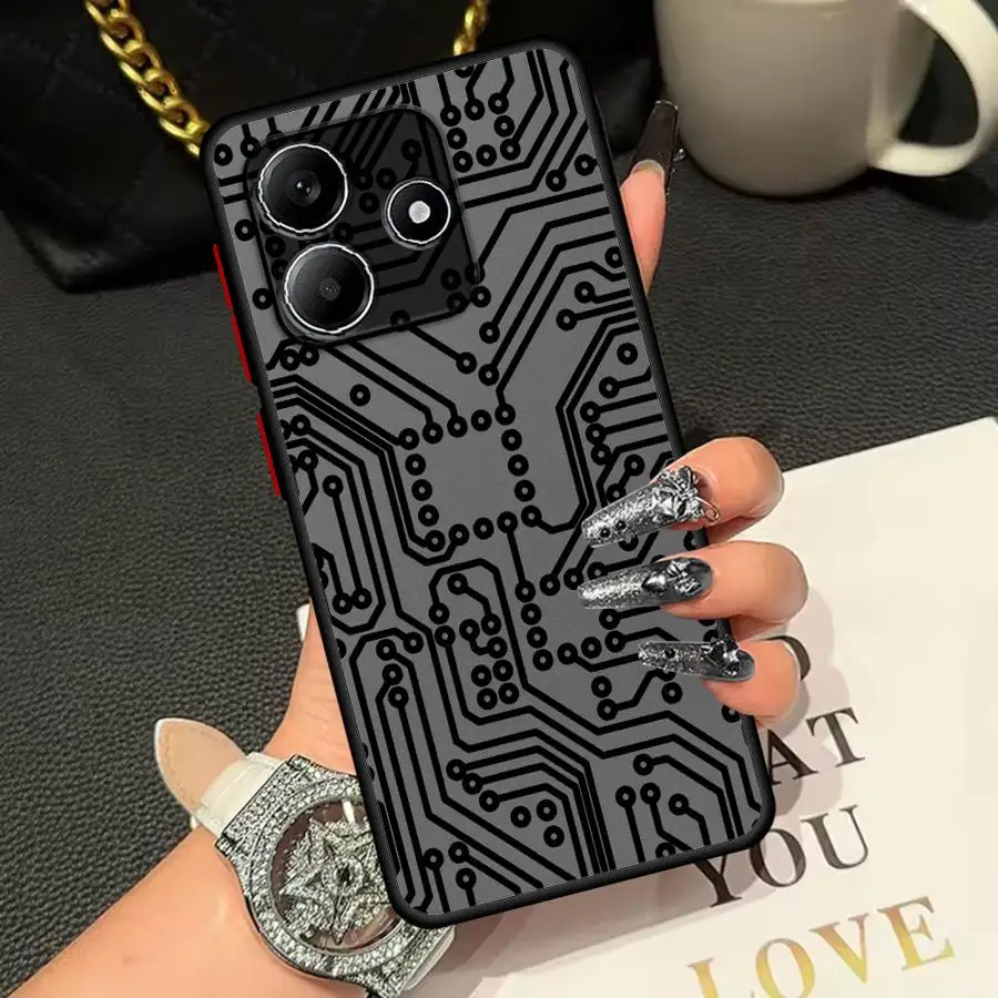 حافظة هاتف لهاتف Xiaomi Redmi Note 9s 11s 12S 10s 14 Pro 11 12 13 Pro Plus غطاء ناعم خط لوحة دوائر كهربائية