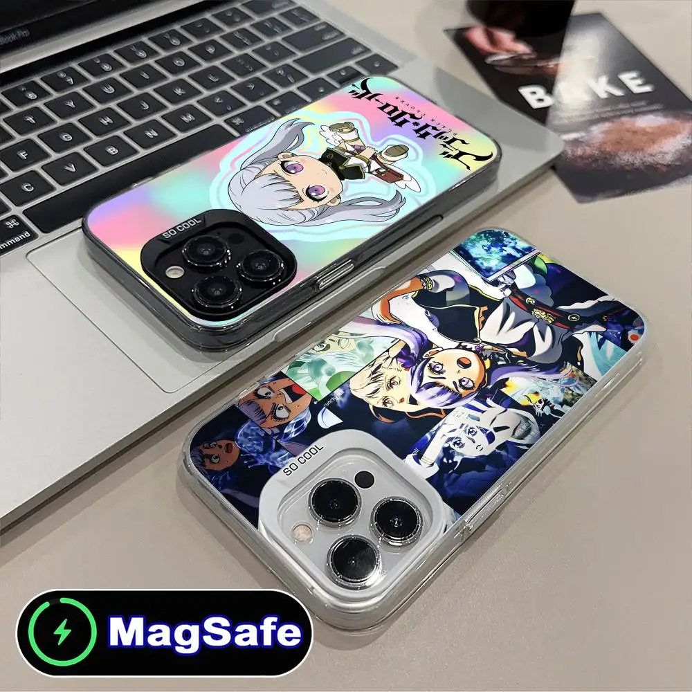 Custodia per telefono Black Clover Noelle Silva per iPhone 16 15 14 13 12 11 Pro Max Plus MagSafe Colore traslucido protettivo di lusso