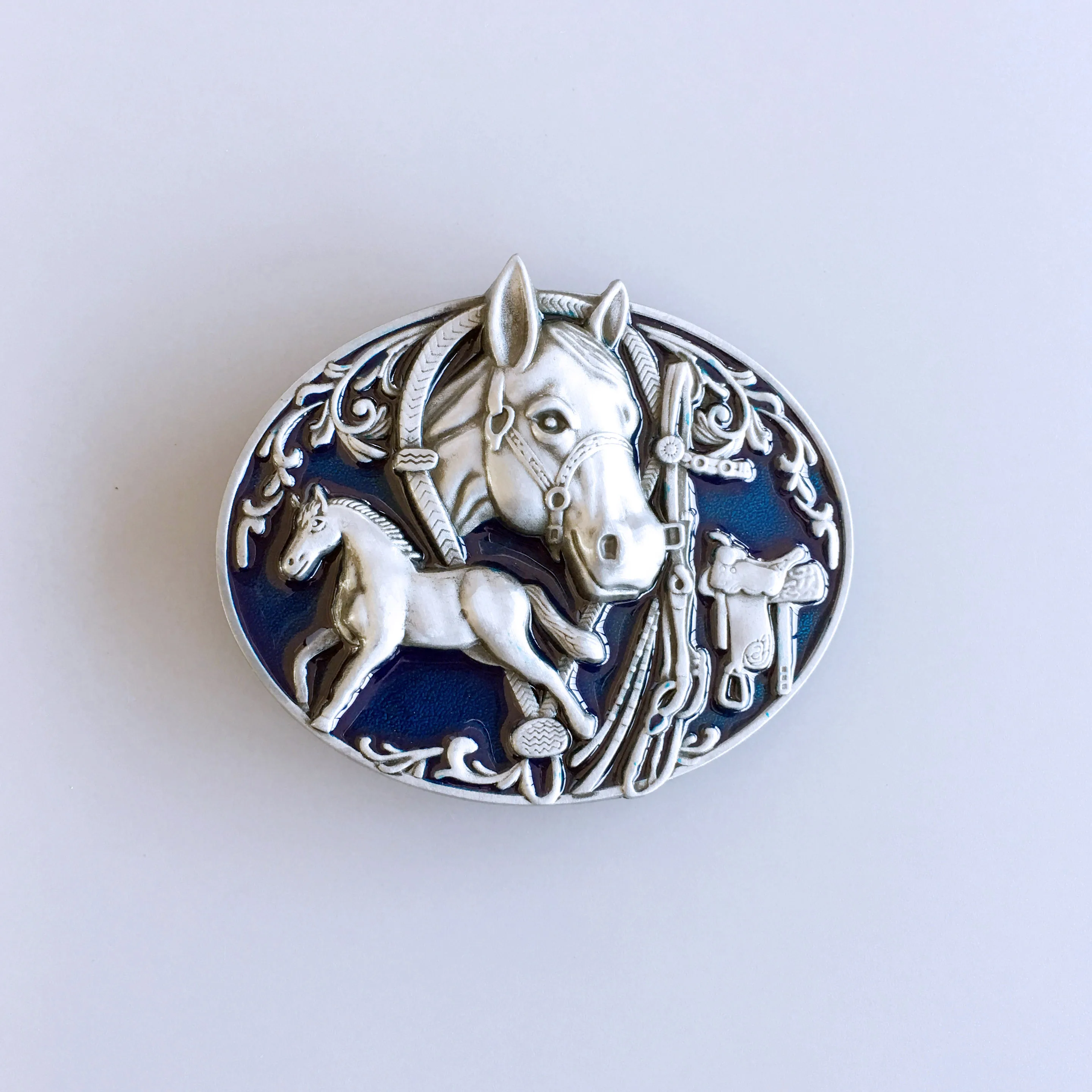 New Oval Enamel Horses Rodeo Western Belt Buckle also Stock in US BUCKLE-WT066 Free Shipping