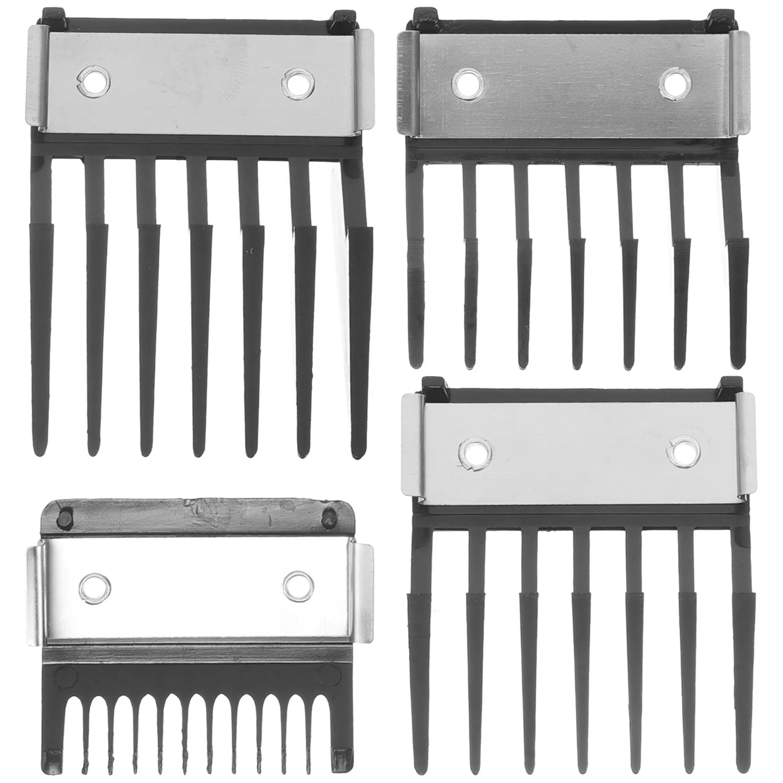 

4Pcs Electric Hair Clipper Guard Set Professional Adjustable Buckle Limit Plastic Comb Stainless Steel Haircut Guide Attachments