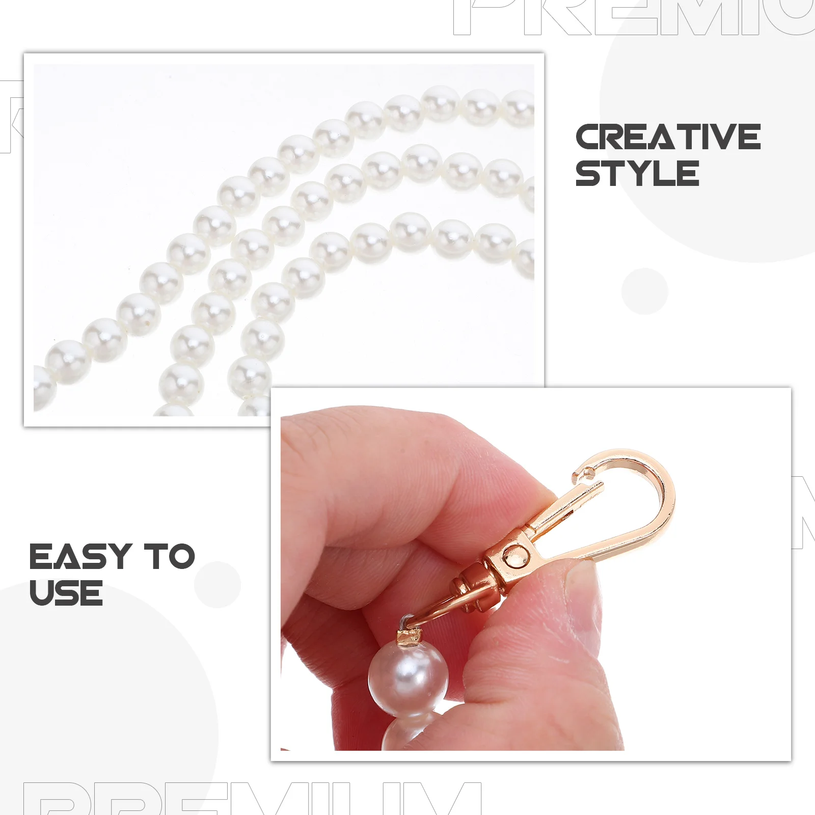 لؤلؤة سلسلة حقيبة حزام 121 سنتيمتر تقليد مطرز استبدال لحقيبة يد مخلب محفظة انفصال Crossbody حزام الكتف #2