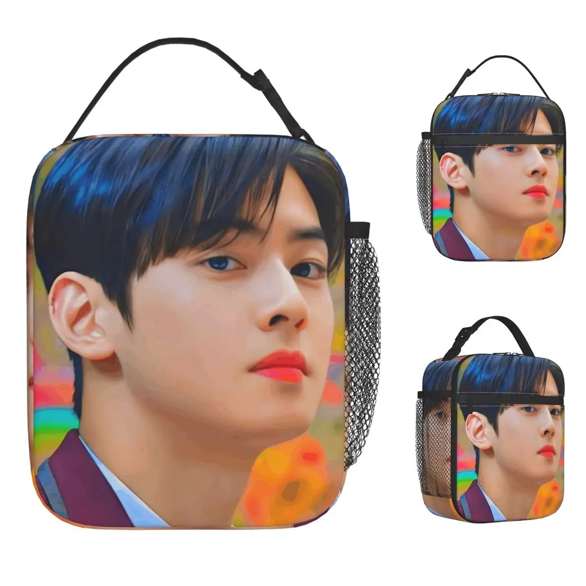Cha EunWoo Lunch Bag Cute Lunch Box For Child Office Portable Insulated Cooler Bag Oxford Print Thermal Lunch Bags