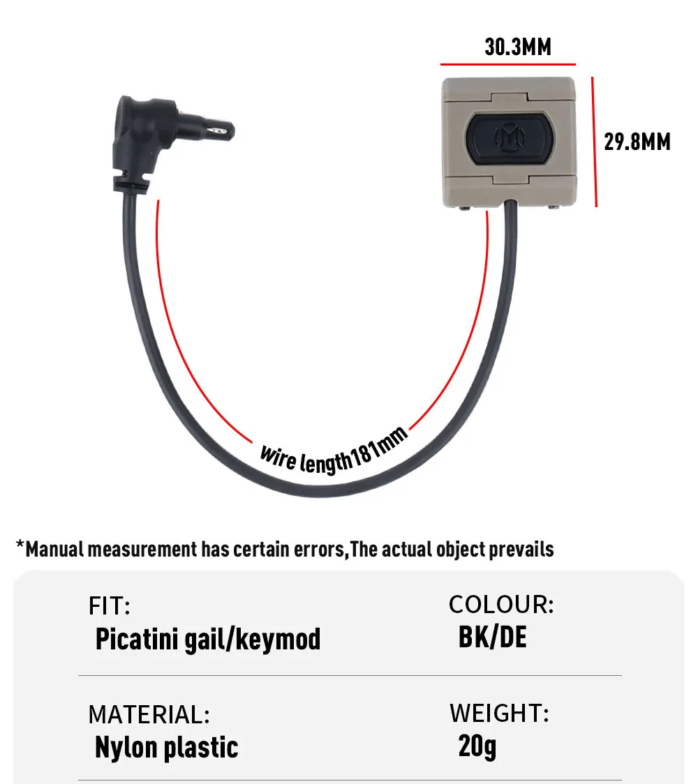 WADSN Taktischer Fernbedienungs-Doppel-Druckschalter für M300 M600 Light Airsoft DBAL PEQ15 Passend für M Keymod Picatinny – Detail 2