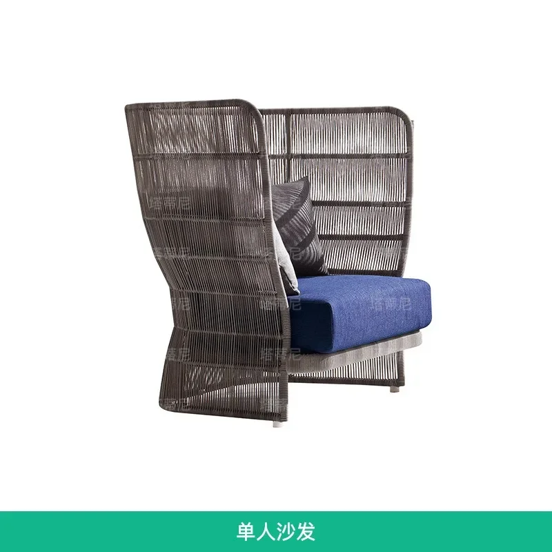 Outdoor courtyard rattan sofa double combination, outdoor terrace outside the bed and breakfast leisure sales department