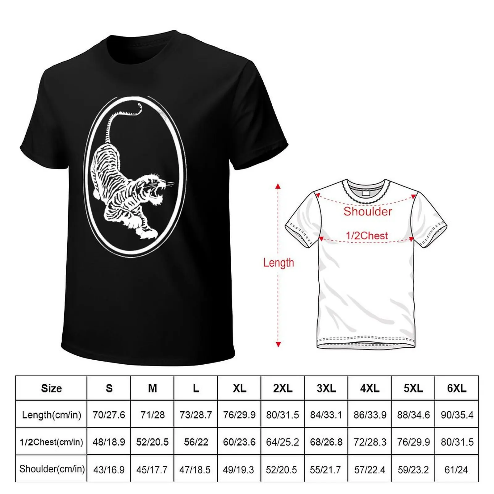 Tiger Inlay Art T-Shirt Casual Minimalist Short Sleeve Top