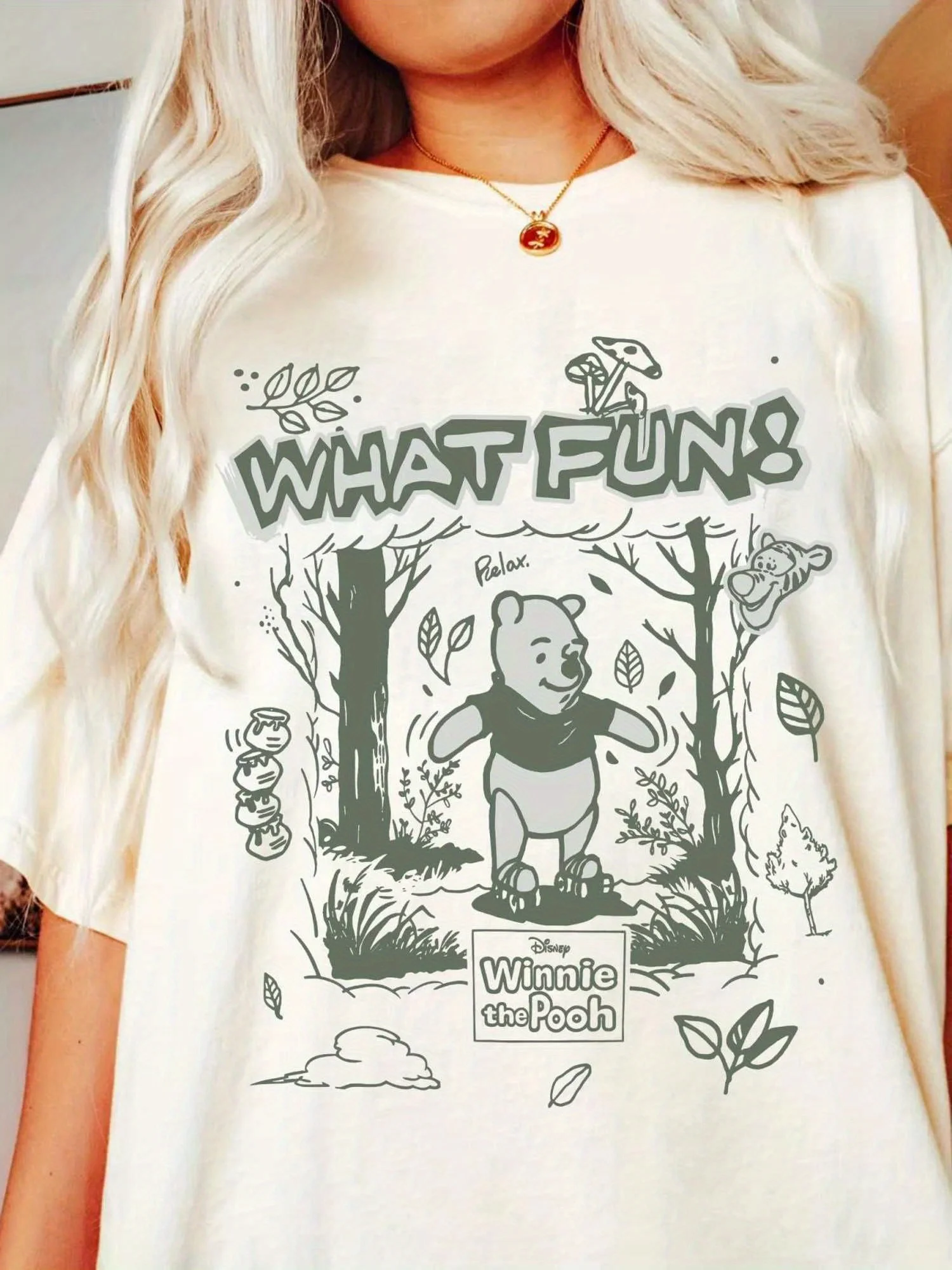

Disney Women's T-shirt, Disney Winnie The Pooh What Fun Shirt, Sketch Doodle Hundred Acre Wood Tee, Minimal Forest Graphic