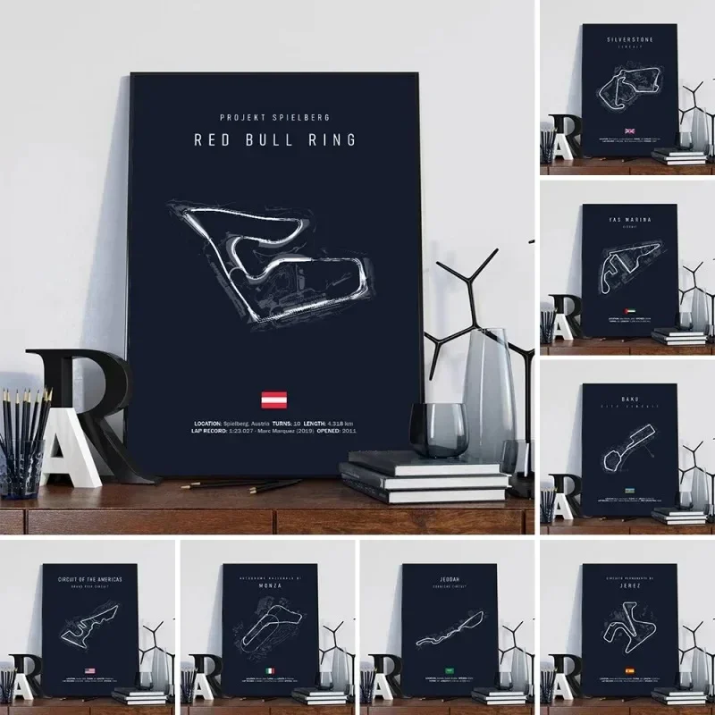 Nurburgring Monza Circuit Wall Art Formula Silverstone Track Circuit Canvas Painting Poster Motorsport Race Home Decor Wall Art