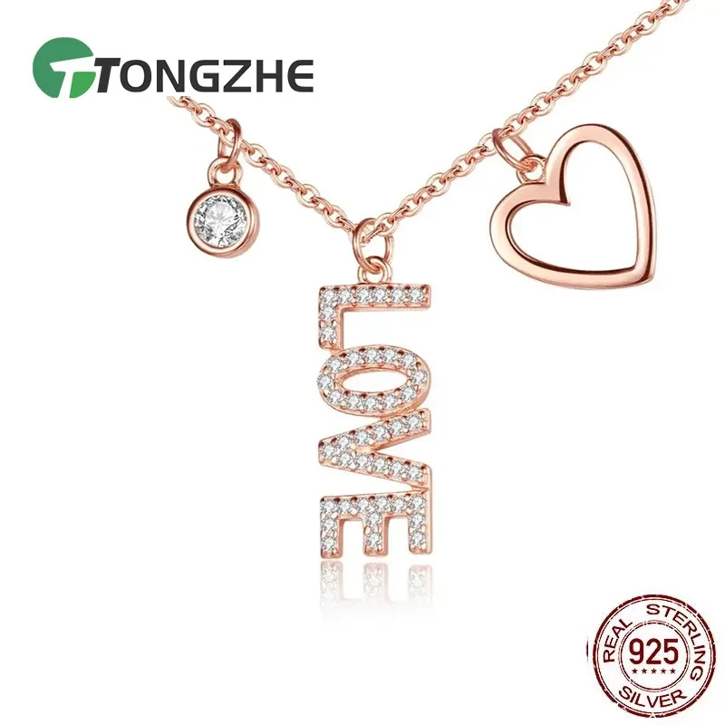 

TONGZHE ожерелье из стерлингового серебра 925 пробы с именем для женщин Love & Dream & MAMA кулон Lucky AAA циркон письмо звезда луна ювелирные изделия колье