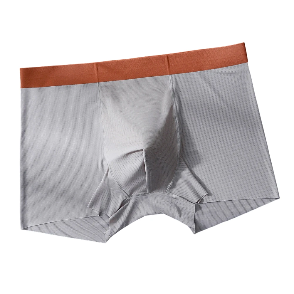 1pc Men Large Size Seamless Thin Trunks Ice Silk Underwear Panties U Convex Bulge Pouch Boxer Shorts Breathable Tight-fitting