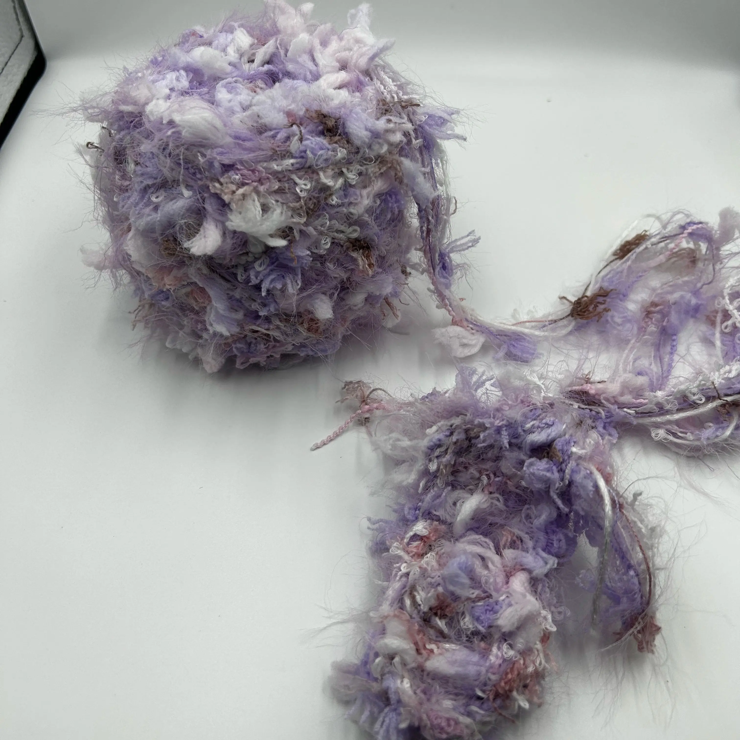 

100g Crochet Knitting Yarn - Lavender Blush Whisper Hand Mixed Fluffy Boucle Yarn for DIY Crafts