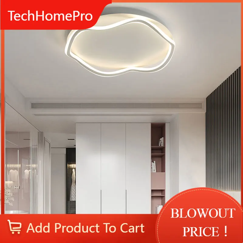 TechHPModern Minimalist LED Chandelier For Bedroom Study Living Room Loft Children's White Circular