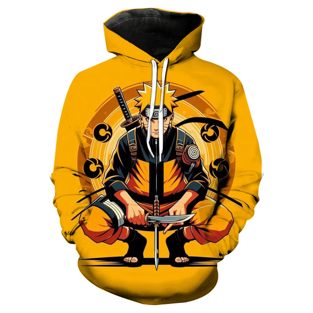 Bandai 2024 New European And American Anime Naruto Series 3D Digital Printing Hooded Sweater Men Women Casual Hoodie