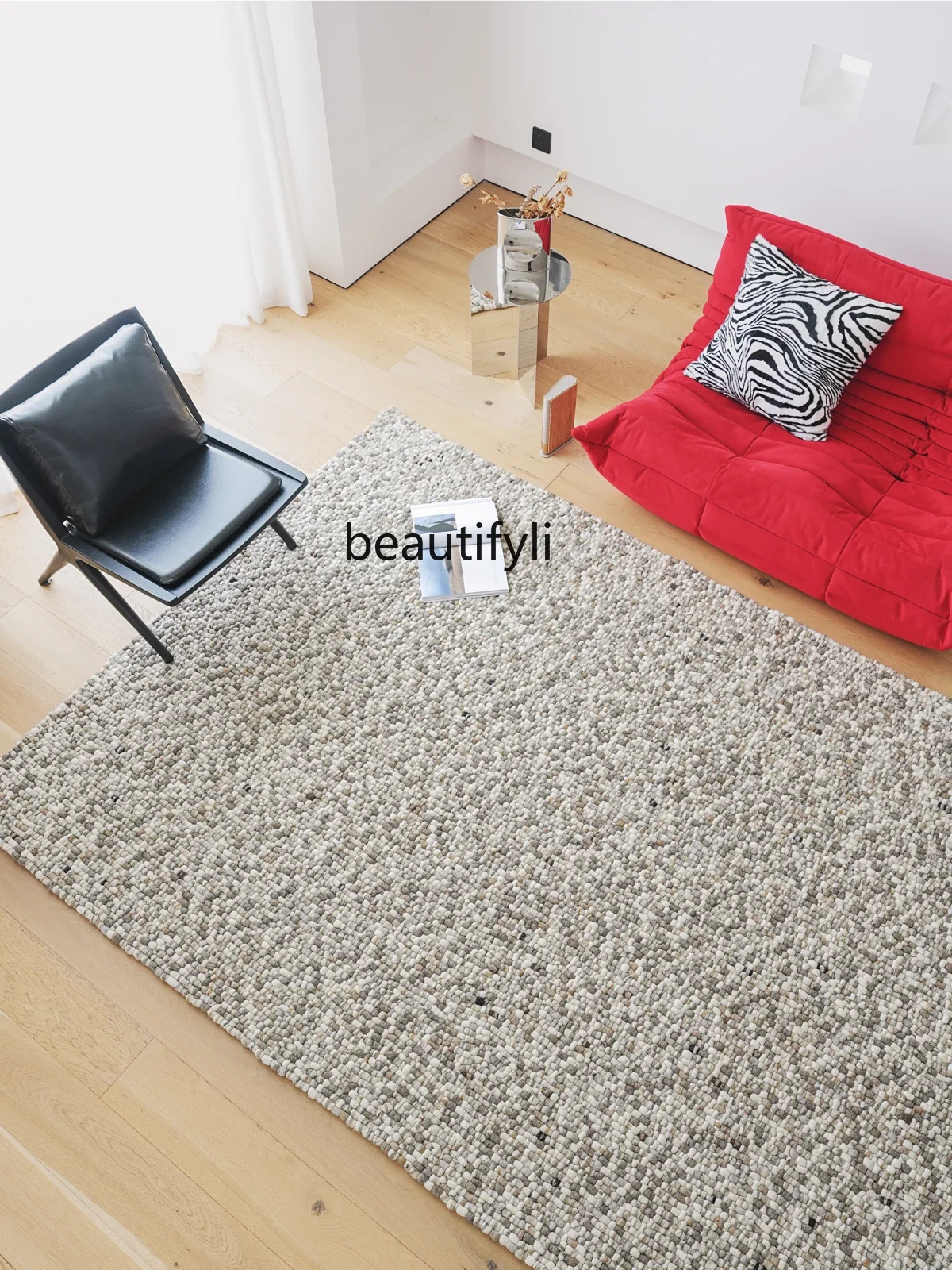 Wool hand-woven carpet living room bedroom glue-free green bedside carpet bedside carpet