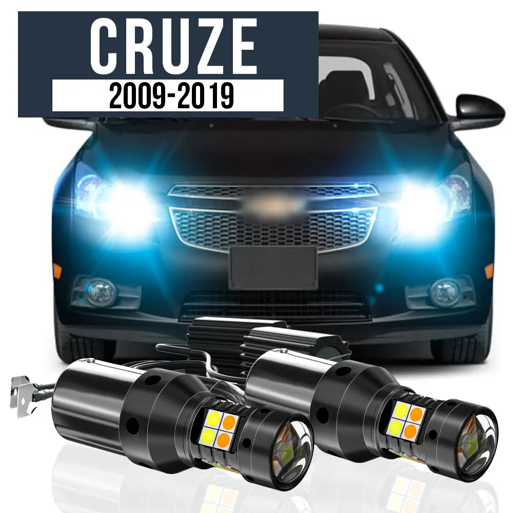 

2x LED Dual Mode Turn Signal+Daytime Running Light Blub DRL Canbus Accessories For Chevrolet Cruze 2009-2019 2011 2012 2013 2014